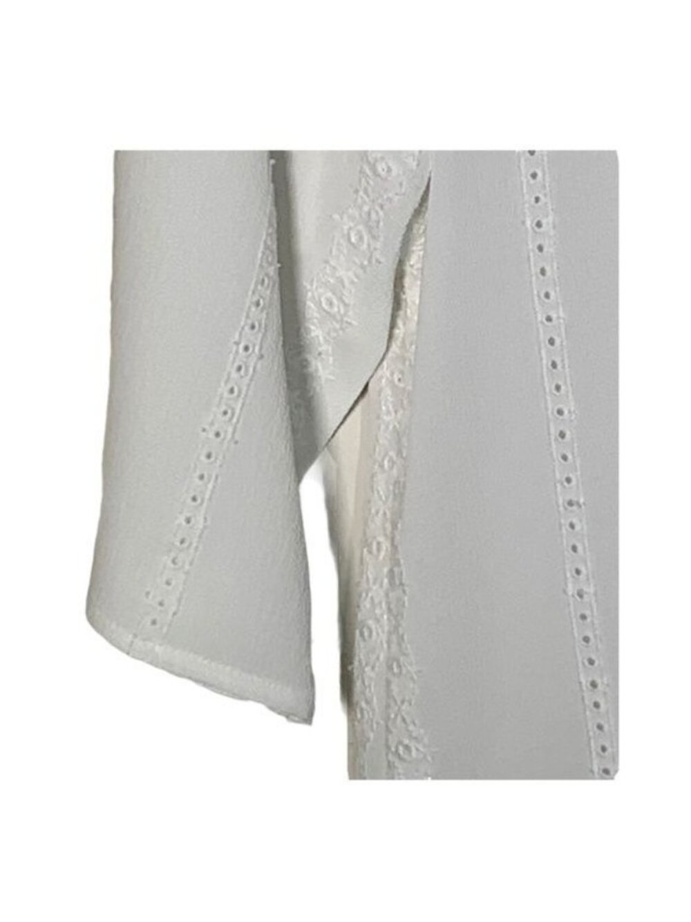 Leith Womens Small White Eyelet Lace Tiered Blouse Casual Top - Picture 7 of 11